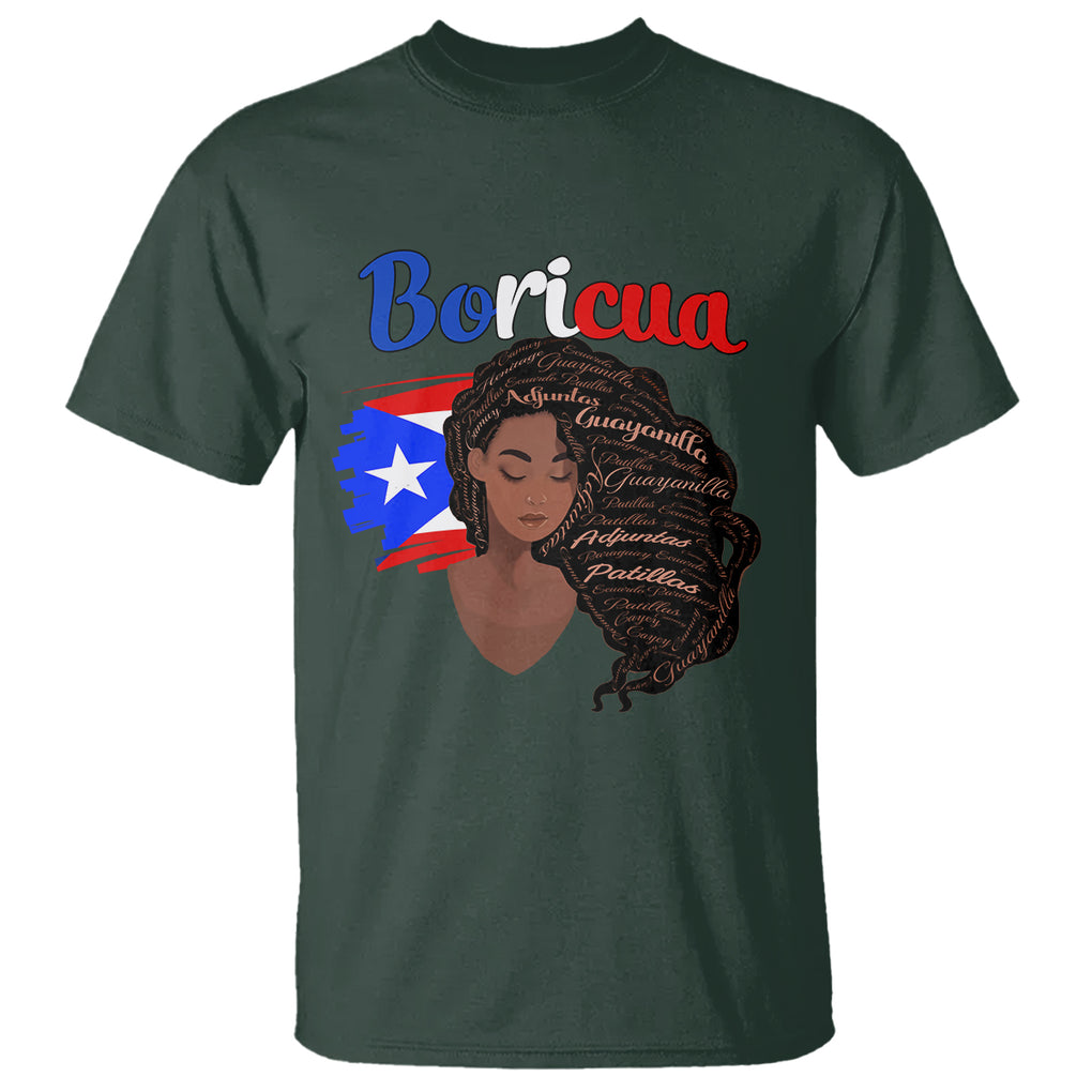 Puerto Rico T Shirt Hispanic Heirtage Month Latina Boricua Puerto Rican Flag TS02 Dark Forest Green Printyourwear