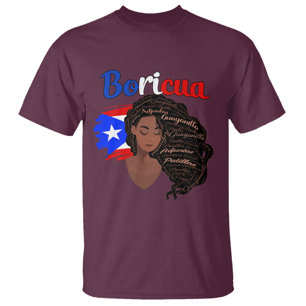 Puerto Rico T Shirt Hispanic Heirtage Month Latina Boricua Puerto Rican Flag TS02 Maroon Printyourwear
