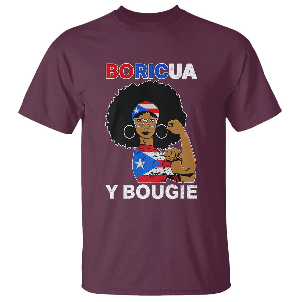 Puerto Rico T Shirt Puerto Rican Flag Women Boricua Bougie Hispanic Heritage Month TS02 Maroon Printyourwear