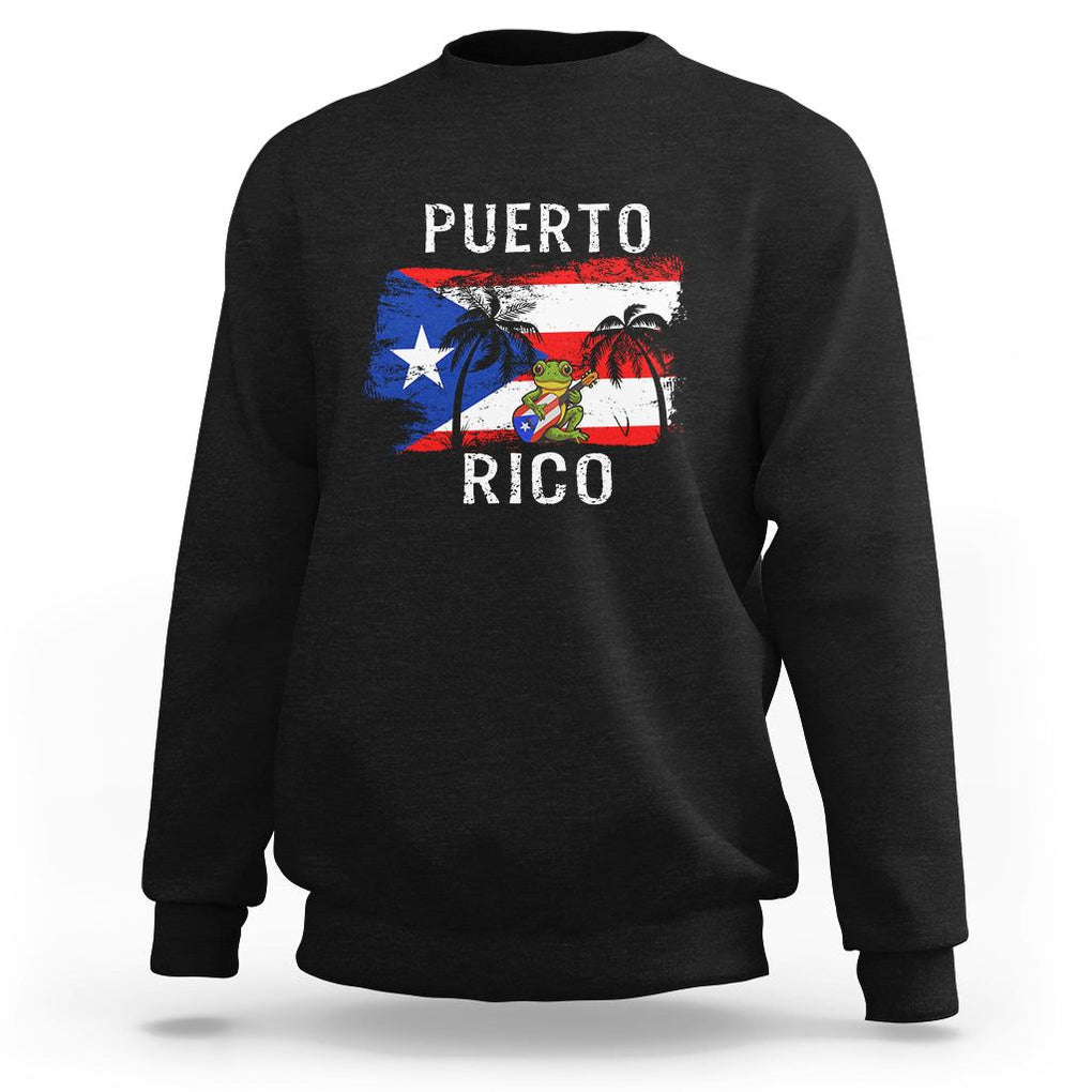 Puerto Rico Flag Spirit Animal Coqui Frog Puerto Rican Boricua Sweatshirt TS02 Black Printyourwear