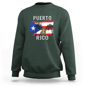 Puerto Rico Flag Spirit Animal Coqui Frog Puerto Rican Boricua Sweatshirt TS02 Dark Forest Green Printyourwear