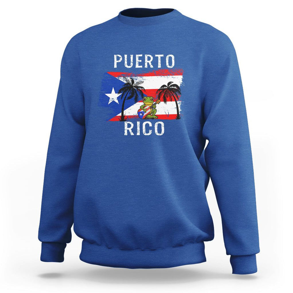 Puerto Rico Flag Spirit Animal Coqui Frog Puerto Rican Boricua Sweatshirt TS02 Royal Blue Printyourwear