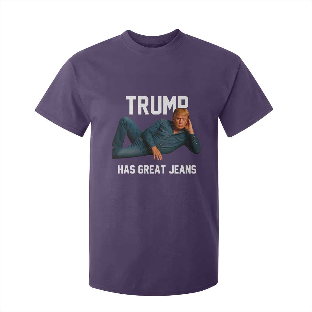 Funny Trump Has Great Jeans T Shirt For Kid Model Posing Parody Denim TS02 Purple Print Your Wear