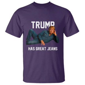Funny Trump Has Great Jeans T Shirt Model Posing Parody Denim TS02 Purple Print Your Wear