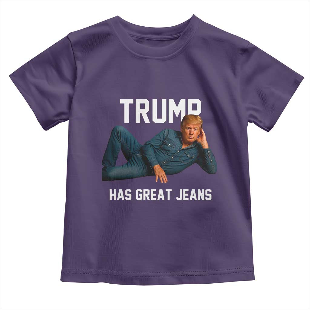 Funny Trump Has Great Jeans Toddler T Shirt Model Posing Parody Denim TS02 Purple Print Your Wear