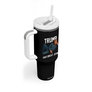 Funny Trump Has Great Jeans Tumbler With Handle Model Posing Parody Denim TS02 Print Your Wear