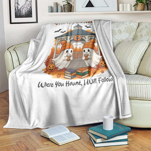 Cute Gilmore Ghouls Halloween Ghost Throw Blanket Cozy Fall Aesthetic with Pumpkin Spice and Books TS02 Print Your Wear