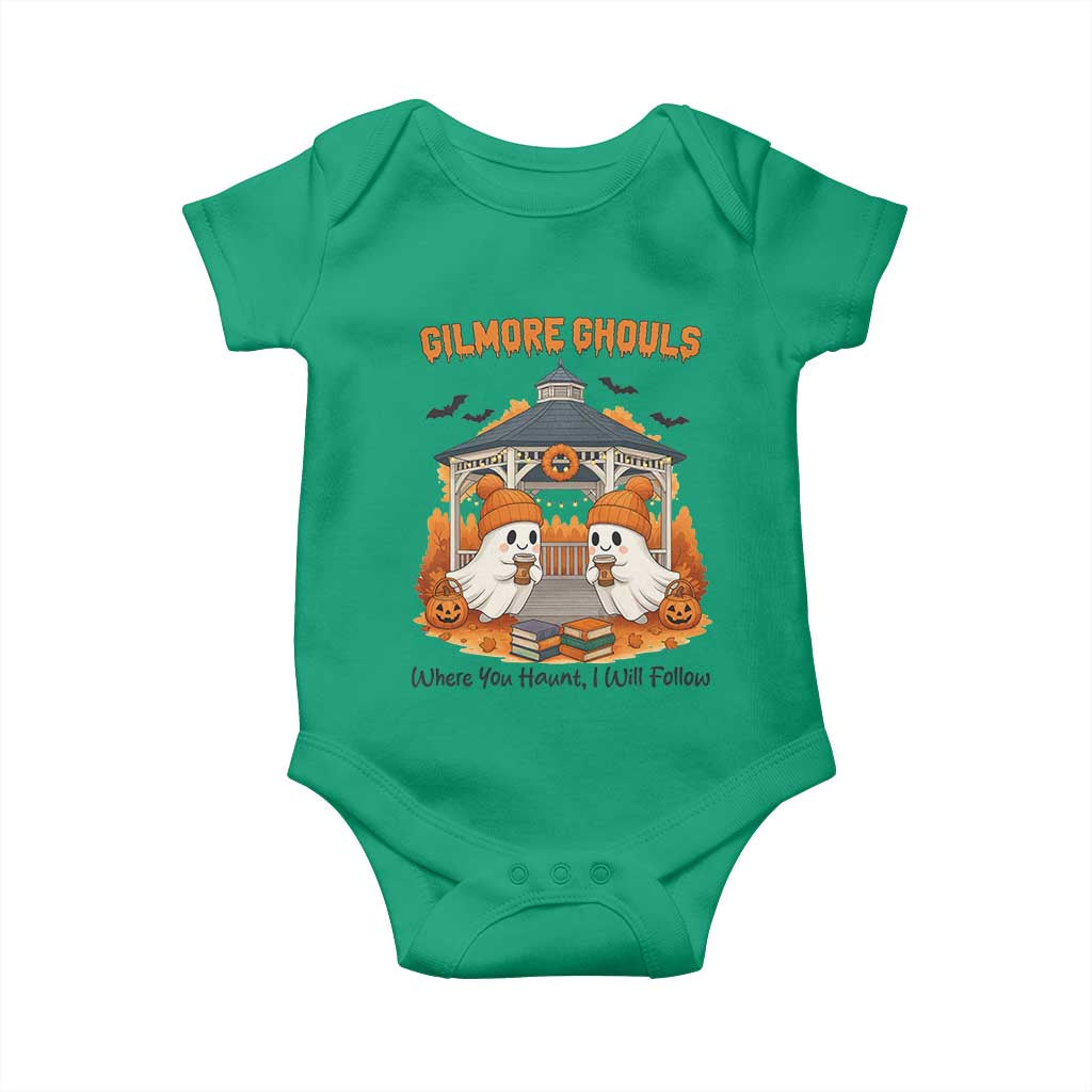Cute Gilmore Ghouls Halloween Ghost Baby Onesie Cozy Fall Aesthetic with Pumpkin Spice and Books TS02 Irish Green Print Your Wear