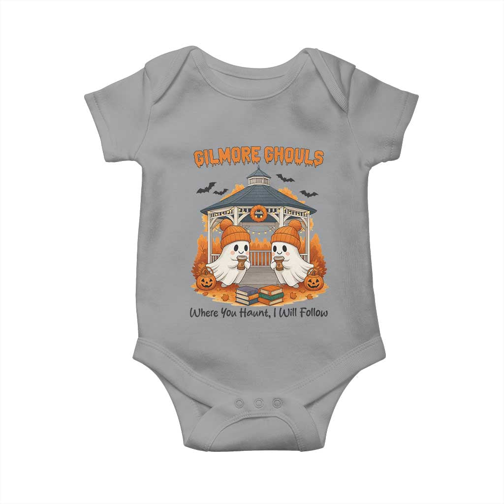 Cute Gilmore Ghouls Halloween Ghost Baby Onesie Cozy Fall Aesthetic with Pumpkin Spice and Books TS02 Sport Gray Print Your Wear