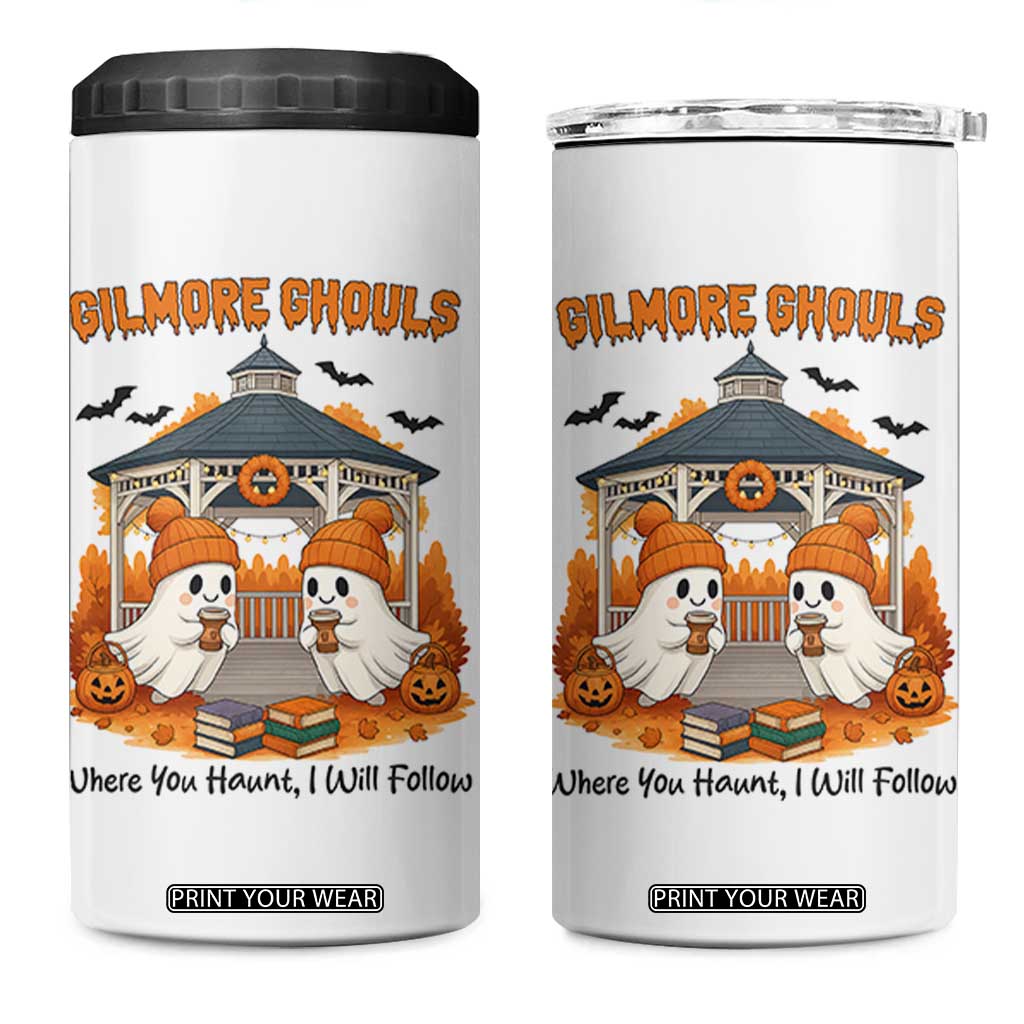 Cute Gilmore Ghouls Halloween Ghost 4 in 1 Can Cooler Tumbler Cozy Fall Aesthetic with Pumpkin Spice and Books TS02 One Size: 16 oz White Print Your Wear