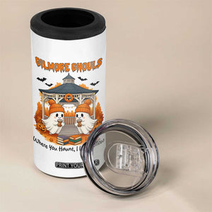 Cute Gilmore Ghouls Halloween Ghost 4 in 1 Can Cooler Tumbler Cozy Fall Aesthetic with Pumpkin Spice and Books TS02 Print Your Wear