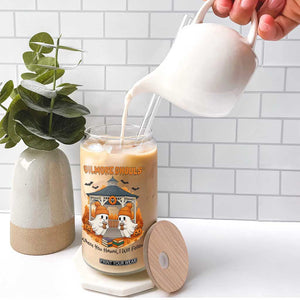 Cute Gilmore Ghouls Halloween Ghost Glass Can Cozy Fall Aesthetic with Pumpkin Spice and Books TS02 Print Your Wear