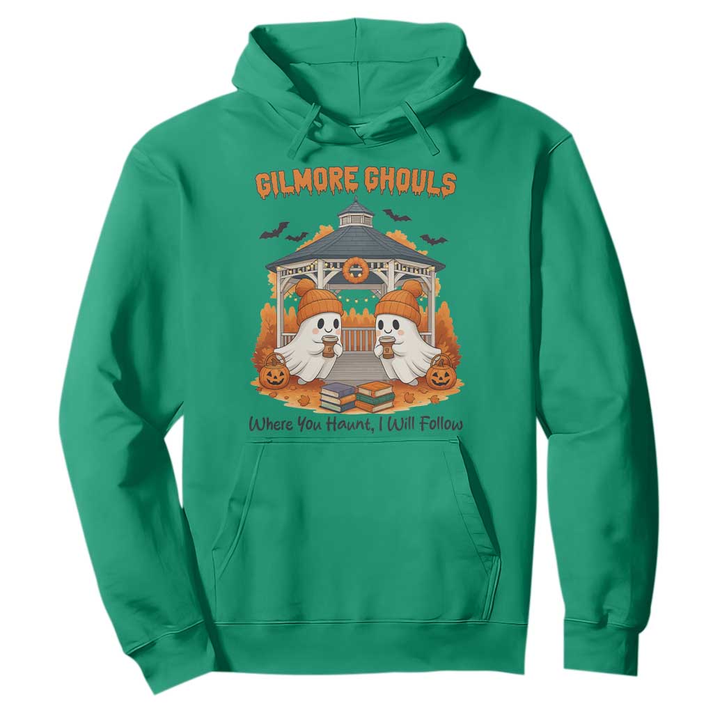 Cute Gilmore Ghouls Halloween Ghost Hoodie Cozy Fall Aesthetic with Pumpkin Spice and Books TS02 Irish Green Print Your Wear