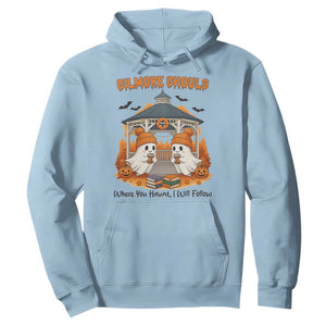 Cute Gilmore Ghouls Halloween Ghost Hoodie Cozy Fall Aesthetic with Pumpkin Spice and Books TS02 Light Blue Print Your Wear