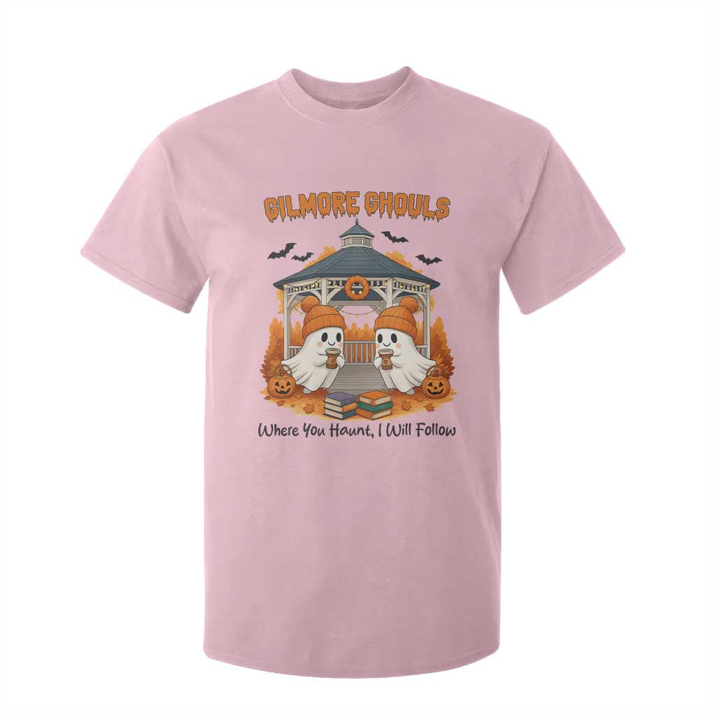 Cute Gilmore Ghouls Halloween Ghost T Shirt For Kid Cozy Fall Aesthetic with Pumpkin Spice and Books TS02 Light Pink Print Your Wear