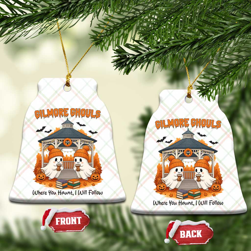 Cute Gilmore Ghouls Halloween Ghost Ceramic Ornament Cozy Fall Aesthetic with Pumpkin Spice and Books TS02 Print Your Wear