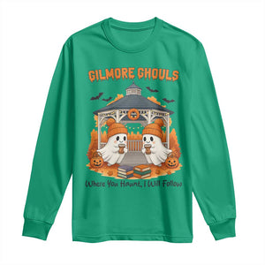 Cute Gilmore Ghouls Halloween Ghost Long Sleeve Shirt Cozy Fall Aesthetic with Pumpkin Spice and Books TS02 Irish Green Print Your Wear
