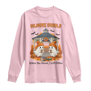 Cute Gilmore Ghouls Halloween Ghost Long Sleeve Shirt Cozy Fall Aesthetic with Pumpkin Spice and Books TS02 Light Pink Print Your Wear