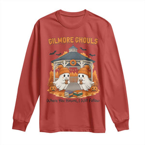 Cute Gilmore Ghouls Halloween Ghost Long Sleeve Shirt Cozy Fall Aesthetic with Pumpkin Spice and Books TS02 Red Print Your Wear