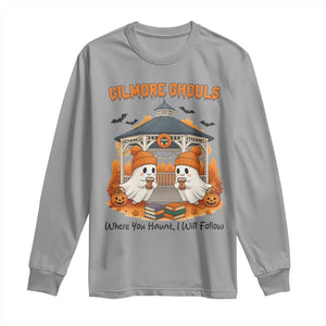 Cute Gilmore Ghouls Halloween Ghost Long Sleeve Shirt Cozy Fall Aesthetic with Pumpkin Spice and Books TS02 Sport Gray Print Your Wear