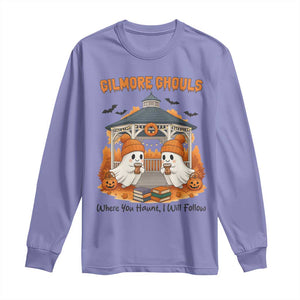 Cute Gilmore Ghouls Halloween Ghost Long Sleeve Shirt Cozy Fall Aesthetic with Pumpkin Spice and Books TS02 Violet Print Your Wear