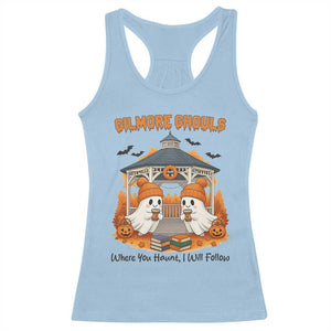 Cute Gilmore Ghouls Halloween Ghost Racerback Tank Top Cozy Fall Aesthetic with Pumpkin Spice and Books TS02 Light Blue Print Your Wear