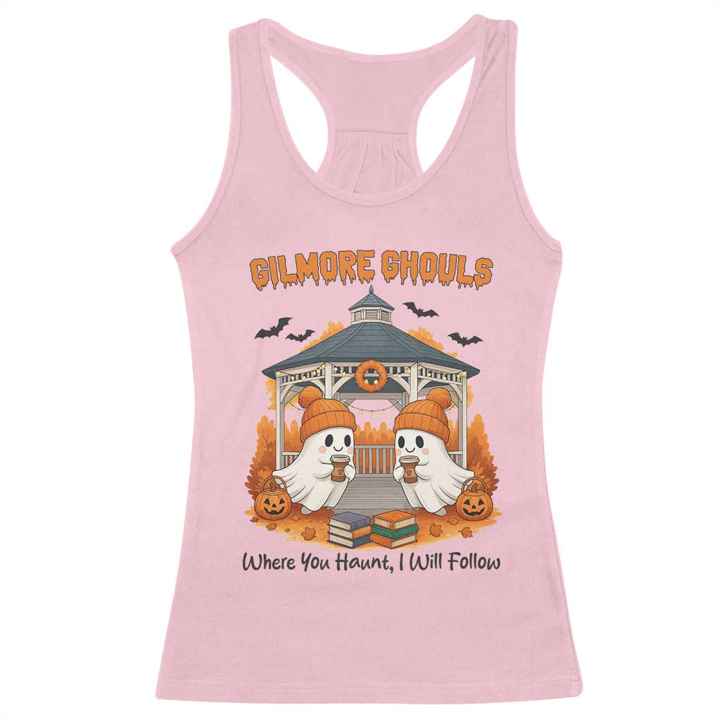 Cute Gilmore Ghouls Halloween Ghost Racerback Tank Top Cozy Fall Aesthetic with Pumpkin Spice and Books TS02 Light Pink Print Your Wear