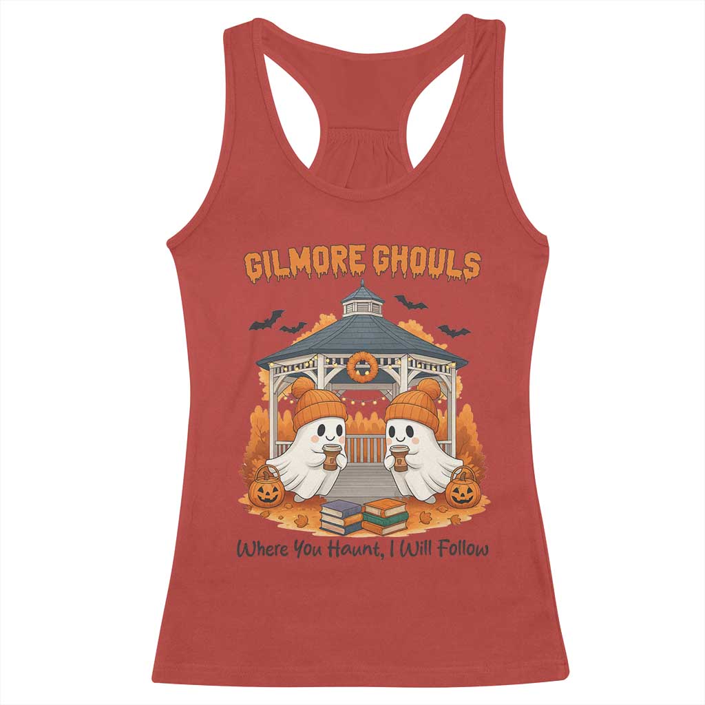 Cute Gilmore Ghouls Halloween Ghost Racerback Tank Top Cozy Fall Aesthetic with Pumpkin Spice and Books TS02 Red Print Your Wear