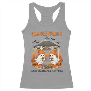 Cute Gilmore Ghouls Halloween Ghost Racerback Tank Top Cozy Fall Aesthetic with Pumpkin Spice and Books TS02 Sport Gray Print Your Wear