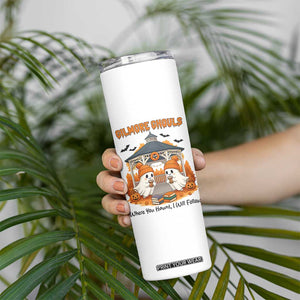 Cute Gilmore Ghouls Halloween Ghost Skinny Tumbler Cozy Fall Aesthetic with Pumpkin Spice and Books TS02 Print Your Wear