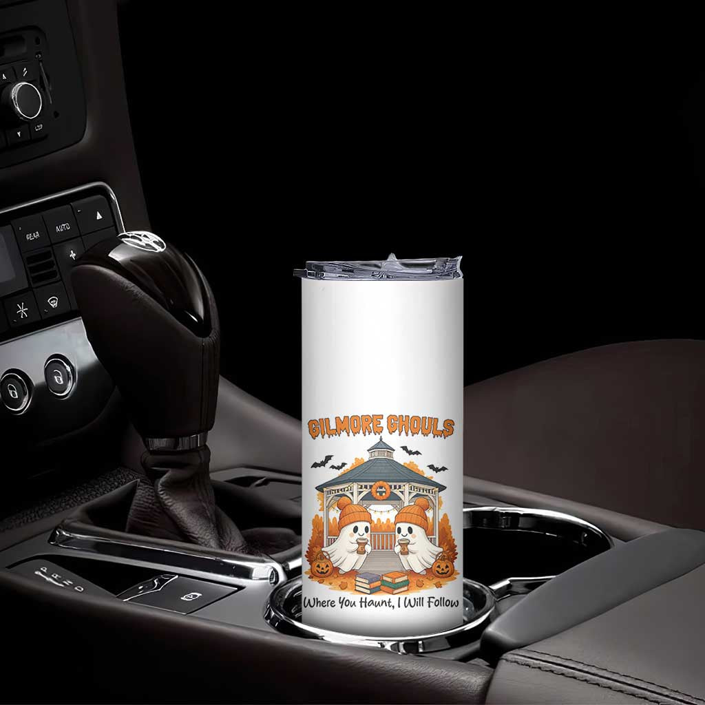 Cute Gilmore Ghouls Halloween Ghost Skinny Tumbler Cozy Fall Aesthetic with Pumpkin Spice and Books TS02 Print Your Wear