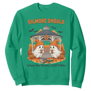 Cute Gilmore Ghouls Halloween Ghost Sweatshirt Cozy Fall Aesthetic with Pumpkin Spice and Books TS02 Irish Green Print Your Wear