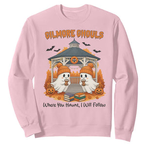 Cute Gilmore Ghouls Halloween Ghost Sweatshirt Cozy Fall Aesthetic with Pumpkin Spice and Books TS02 Light Pink Print Your Wear