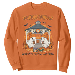 Cute Gilmore Ghouls Halloween Ghost Sweatshirt Cozy Fall Aesthetic with Pumpkin Spice and Books TS02 Orange Print Your Wear
