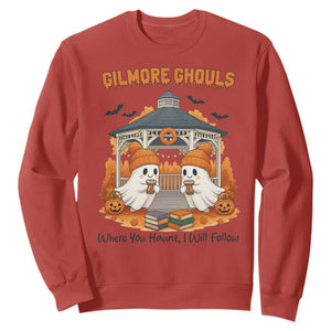 Cute Gilmore Ghouls Halloween Ghost Sweatshirt Cozy Fall Aesthetic with Pumpkin Spice and Books TS02 Red Print Your Wear
