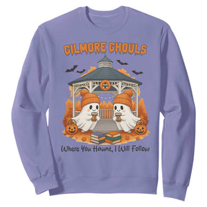 Cute Gilmore Ghouls Halloween Ghost Sweatshirt Cozy Fall Aesthetic with Pumpkin Spice and Books TS02 Violet Print Your Wear