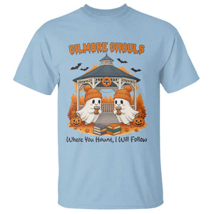 Cute Gilmore Ghouls Halloween Ghost T Shirt Cozy Fall Aesthetic with Pumpkin Spice and Books TS02 Light Blue Print Your Wear
