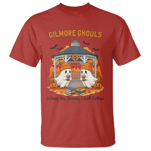 Cute Gilmore Ghouls Halloween Ghost T Shirt Cozy Fall Aesthetic with Pumpkin Spice and Books TS02 Red Print Your Wear