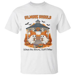 Cute Gilmore Ghouls Halloween Ghost T Shirt Cozy Fall Aesthetic with Pumpkin Spice and Books TS02 White Print Your Wear