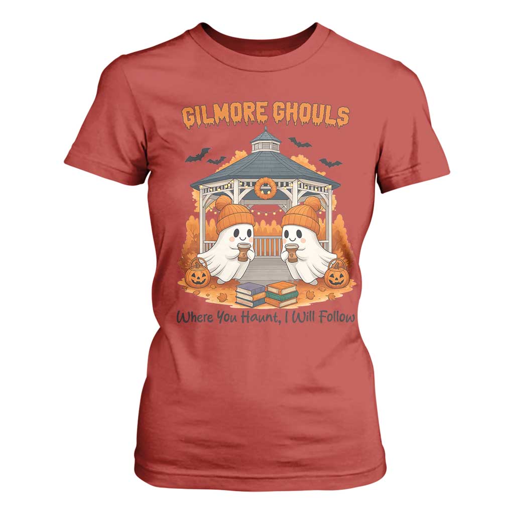 Cute Gilmore Ghouls Halloween Ghost T Shirt For Women Cozy Fall Aesthetic with Pumpkin Spice and Books TS02 Red Print Your Wear