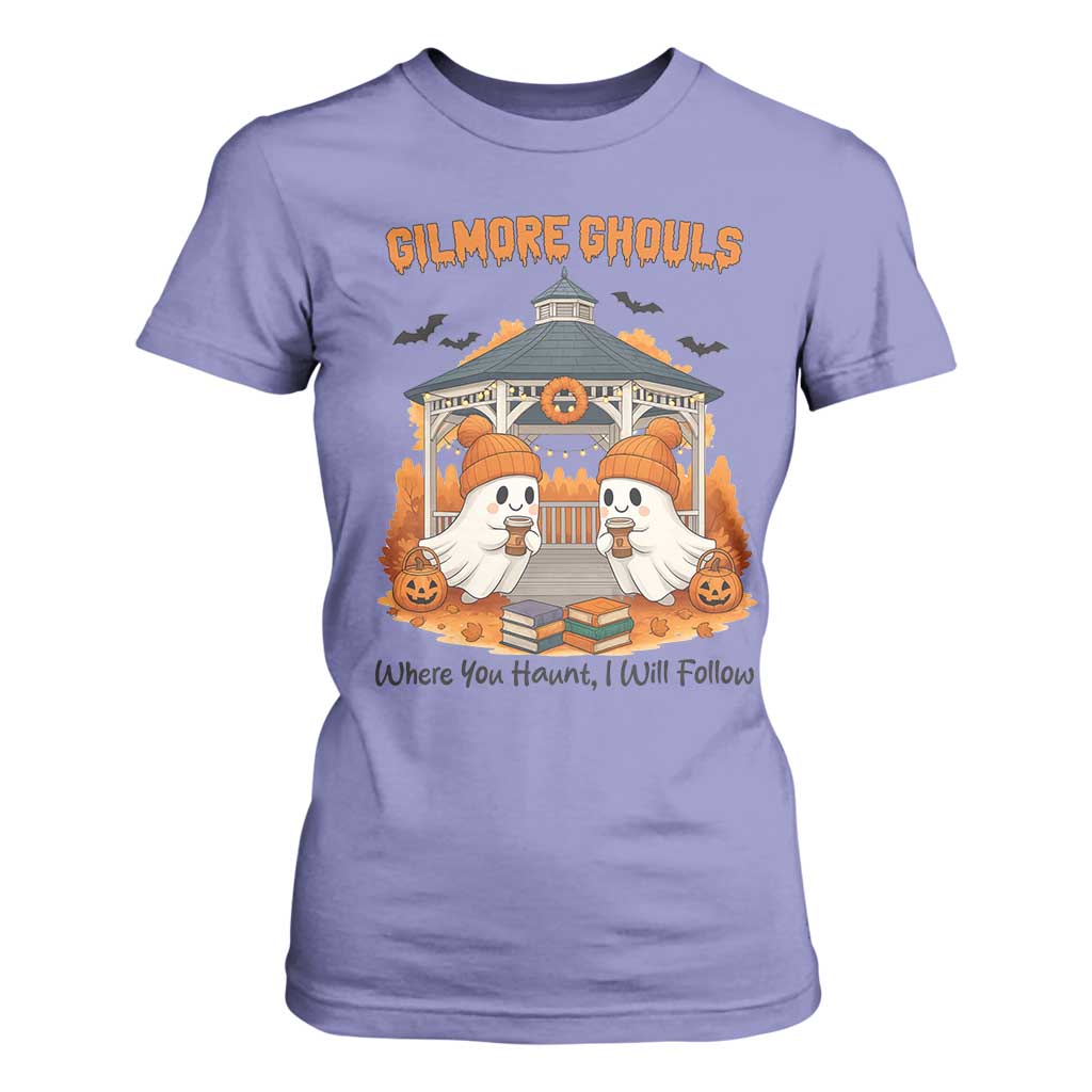 Cute Gilmore Ghouls Halloween Ghost T Shirt For Women Cozy Fall Aesthetic with Pumpkin Spice and Books TS02 Violet Print Your Wear