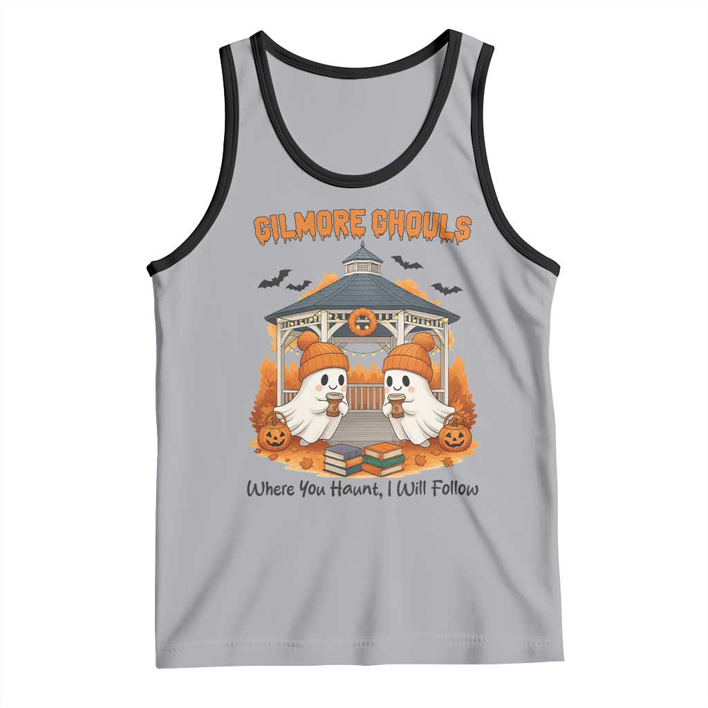Cute Gilmore Ghouls Halloween Ghost Tank Top Cozy Fall Aesthetic with Pumpkin Spice and Books TS02 Athletic Heather Black Print Your Wear