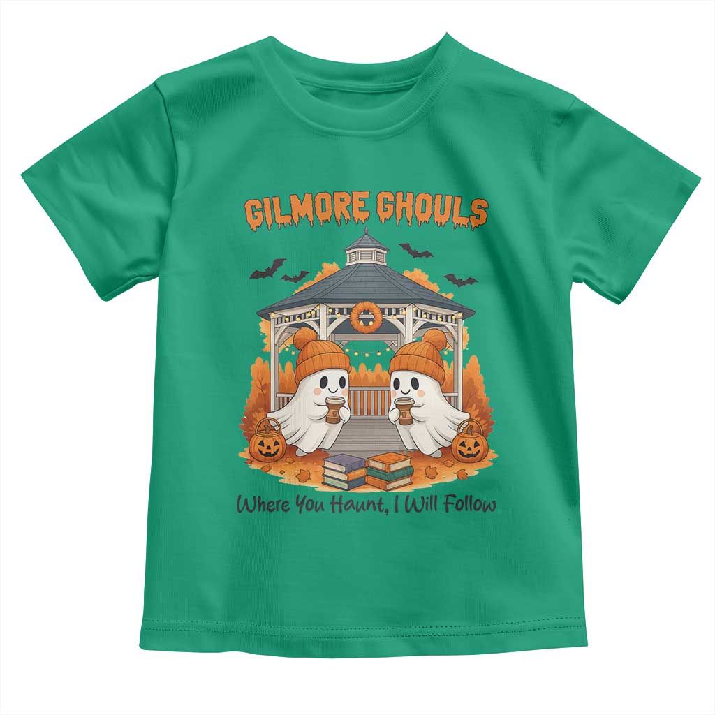 Cute Gilmore Ghouls Halloween Ghost Toddler T Shirt Cozy Fall Aesthetic with Pumpkin Spice and Books TS02 Irish Green Print Your Wear