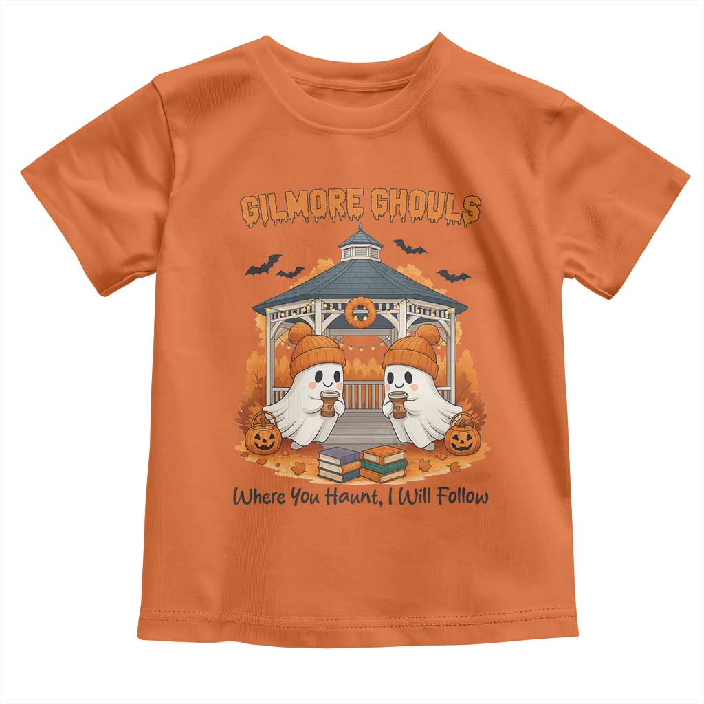 Cute Gilmore Ghouls Halloween Ghost Toddler T Shirt Cozy Fall Aesthetic with Pumpkin Spice and Books TS02 Orange Print Your Wear