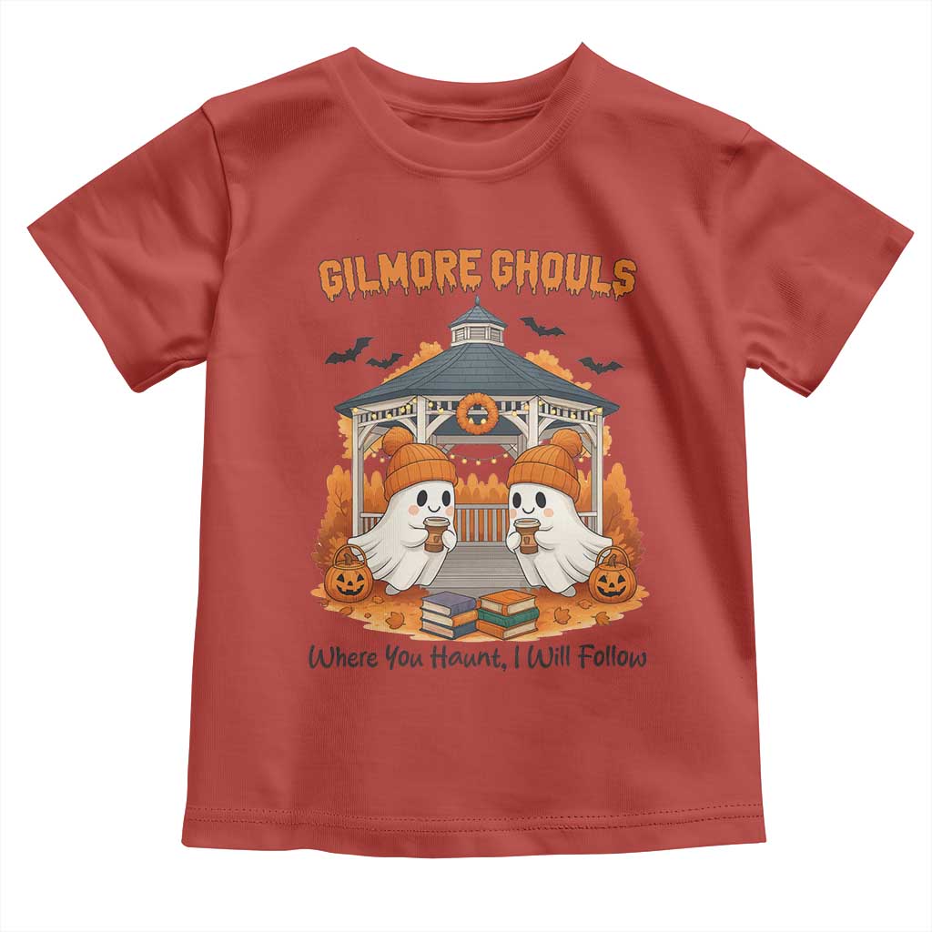 Cute Gilmore Ghouls Halloween Ghost Toddler T Shirt Cozy Fall Aesthetic with Pumpkin Spice and Books TS02 Red Print Your Wear