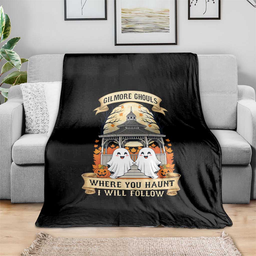 Gilmore Ghouls Halloween Ghost Throw Blanket Cute Couple Spooky Boo with Fall Gazebo TS02 Print Your Wear