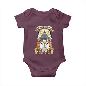 Gilmore Ghouls Halloween Ghost Baby Onesie Cute Couple Spooky Boo with Fall Gazebo TS02 Maroon Print Your Wear