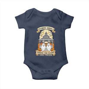Gilmore Ghouls Halloween Ghost Baby Onesie Cute Couple Spooky Boo with Fall Gazebo TS02 Navy Print Your Wear