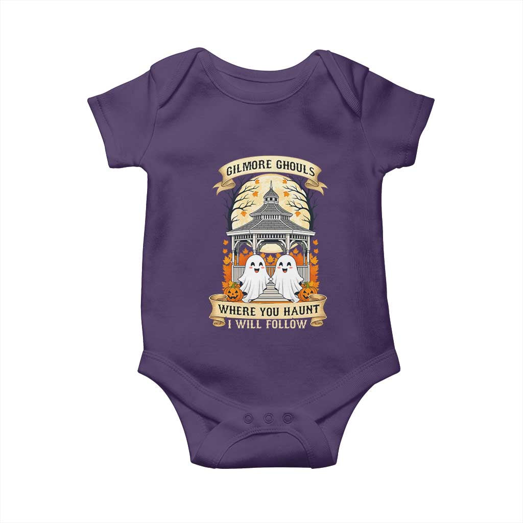 Gilmore Ghouls Halloween Ghost Baby Onesie Cute Couple Spooky Boo with Fall Gazebo TS02 Purple Print Your Wear
