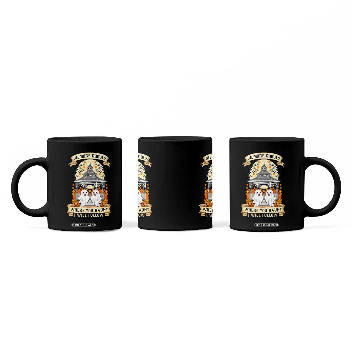 Gilmore Ghouls Halloween Ghost Coffee Mug Cute Couple Spooky Boo with Fall Gazebo TS02 Print Your Wear
